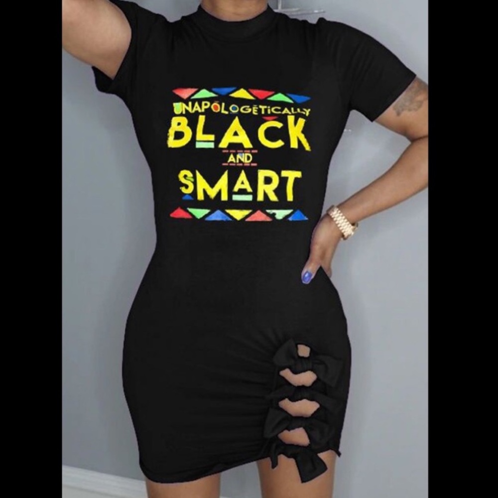 👑 Unapologetic Black & Smart Distressed Open Side Cuts Out Colorful Mini Dress